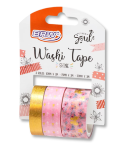 CINTA WASHI TAPE SHINE FLAMINGO BRW SET3UND WT0403